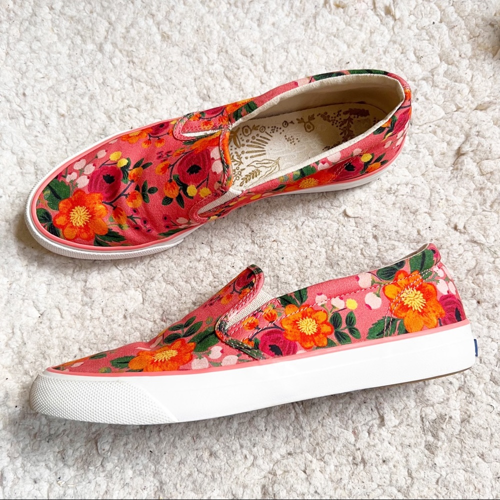 Keds Rifle Paper Co. Women's Pink Floral Slip On Sneakers Size 11